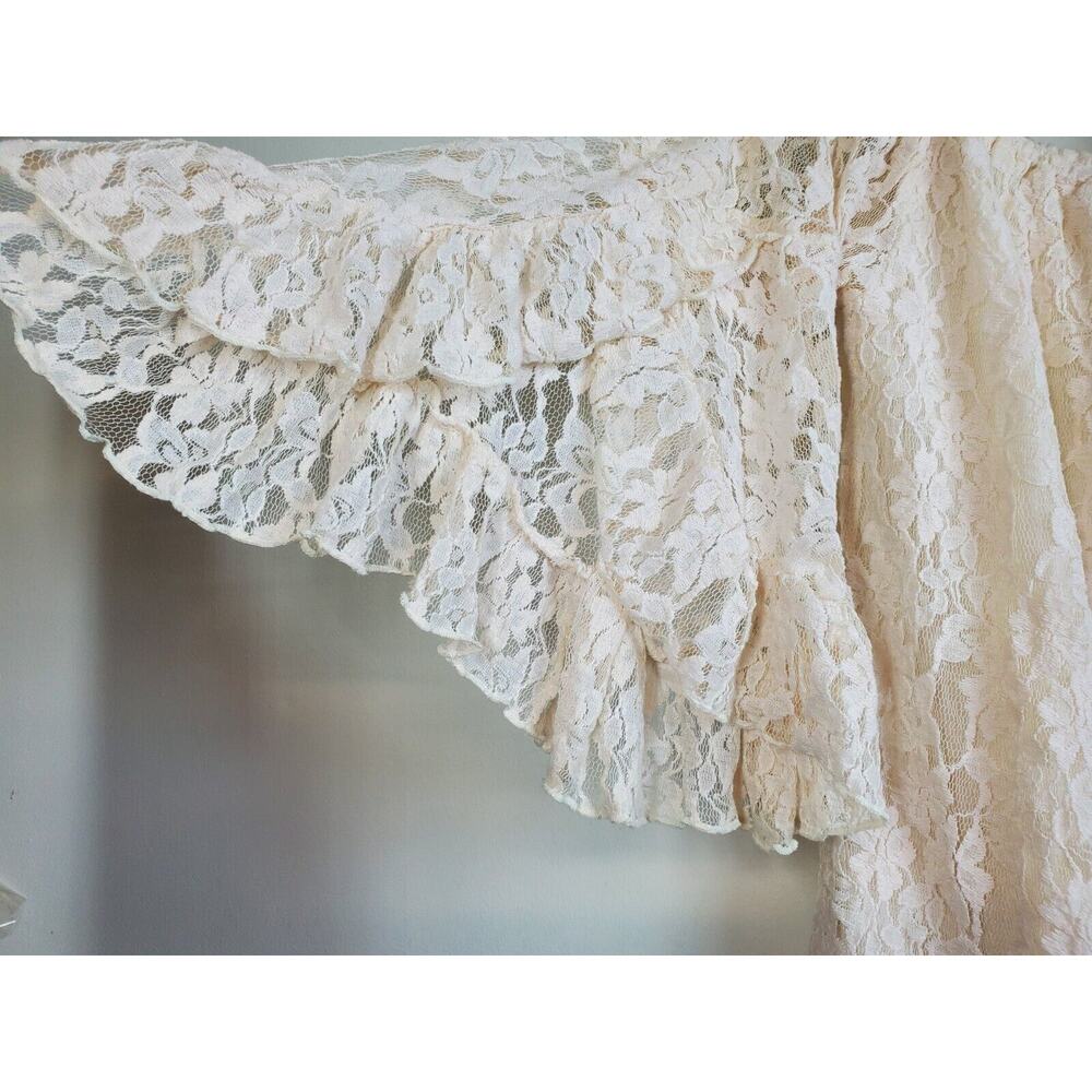 Elan‎ Womens Large Dress Tunic Lace Romantic Mini Off Shoulder Ivory - Picture 5 of 13